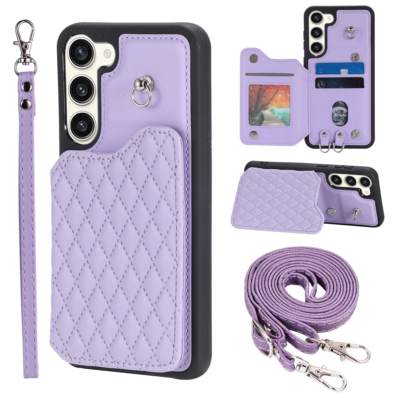 Style 008 PU TPU Phone Case for Samsung Galaxy S23 Rhombus Imprinted Anti-Drop Phone Cover with RFID Blocking Style 008 PU TPU Phone Case for Samsung Galaxy S23 Rhombus Imprinted Anti-Drop Phone Cover with RFID Blocking